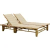 MAISON EXCLUSIVE - Chaise longue pour 2 personnes avec coussins bambou