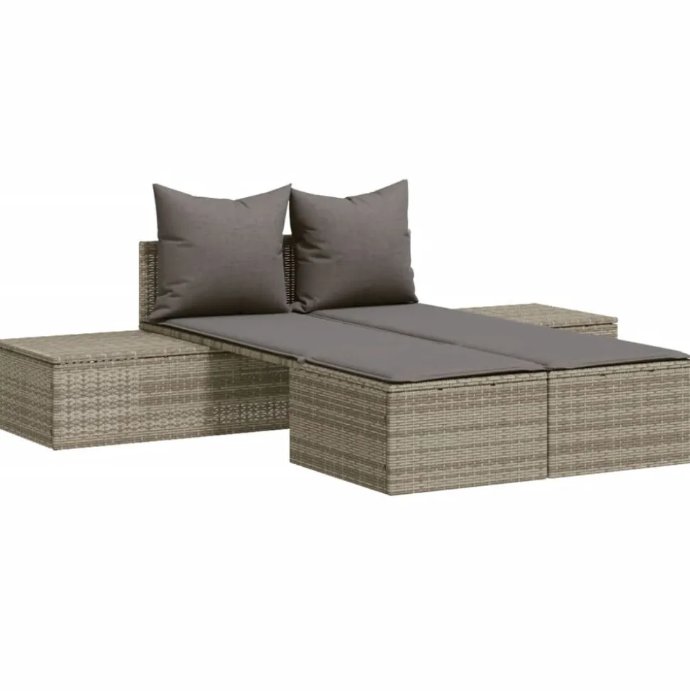 MAISON EXCLUSIVE - Chaise longue double avec coussins gris résine tressée
