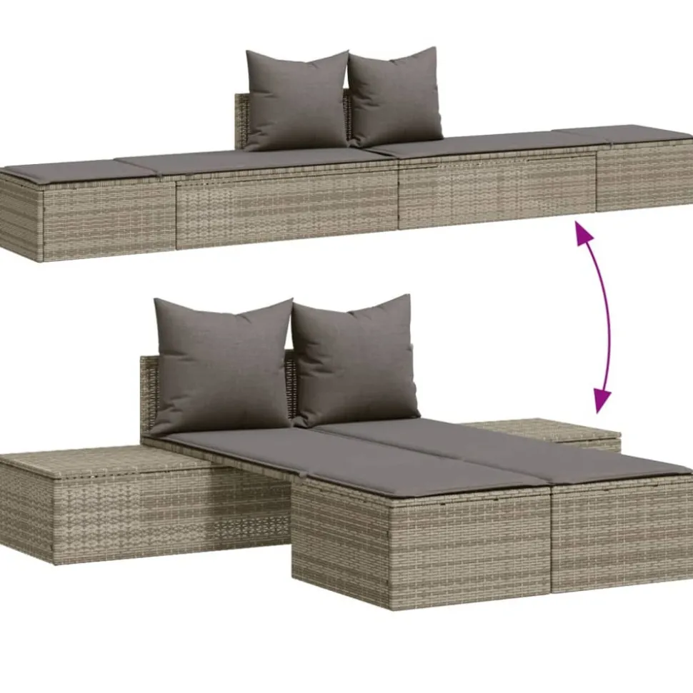 MAISON EXCLUSIVE - Chaise longue double avec coussins gris résine tressée
