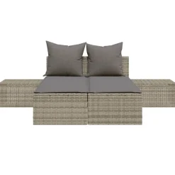 MAISON EXCLUSIVE - Chaise longue double avec coussins gris résine tressée