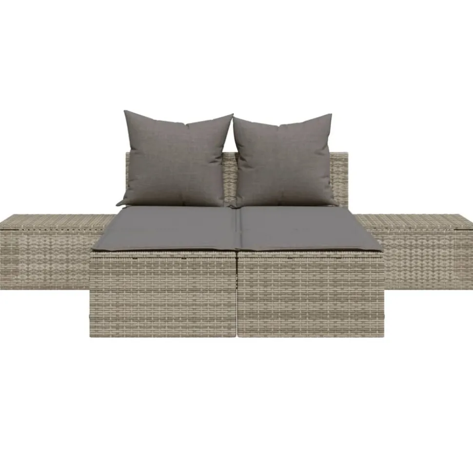 MAISON EXCLUSIVE - Chaise longue double avec coussins gris résine tressée