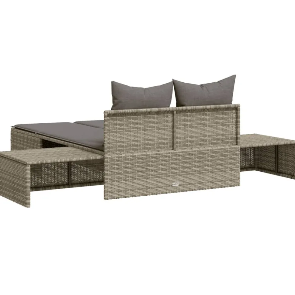 MAISON EXCLUSIVE - Chaise longue double avec coussins gris résine tressée