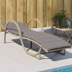 MAISON EXCLUSIVE - Chaise longue avec coussin beige 60x199x42 cm résine tressée