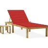MAISON EXCLUSIVE - Chaise longue de jardin avec table et coussin pin imprégné