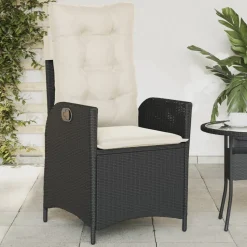 MAISON EXCLUSIVE - Chaise inclinable de jardin avec coussins noir résine tressée