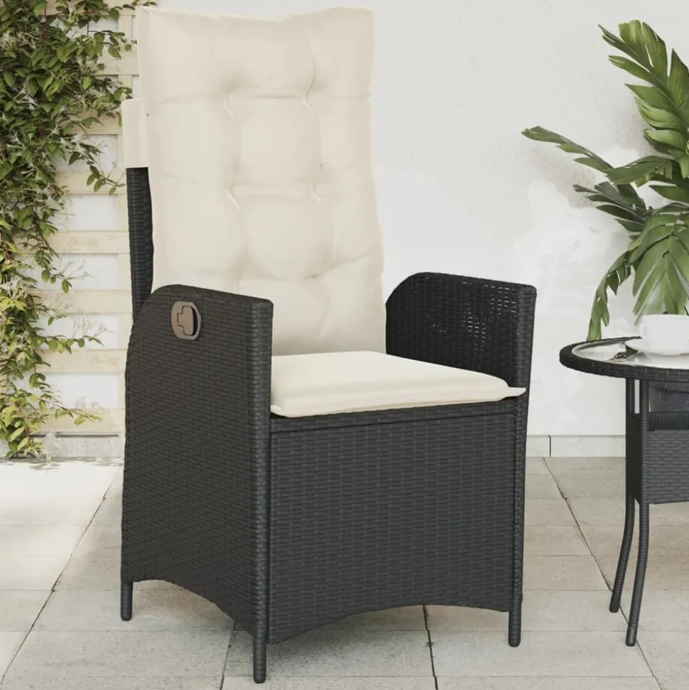 MAISON EXCLUSIVE - Chaise inclinable de jardin avec coussins noir résine tressée