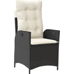 MAISON EXCLUSIVE - Chaise inclinable de jardin avec coussins noir résine tressée