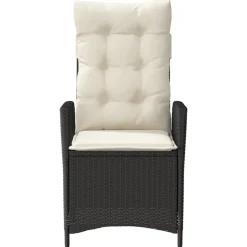 MAISON EXCLUSIVE - Chaise inclinable de jardin avec coussins noir résine tressée
