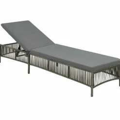 MAISON EXCLUSIVE - Chaise longue avec coussin résine tressée gris