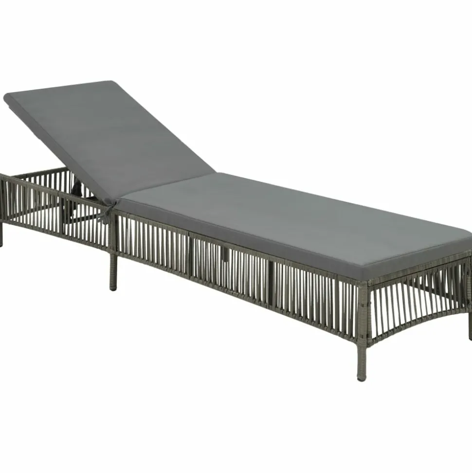 MAISON EXCLUSIVE - Chaise longue avec coussin résine tressée gris