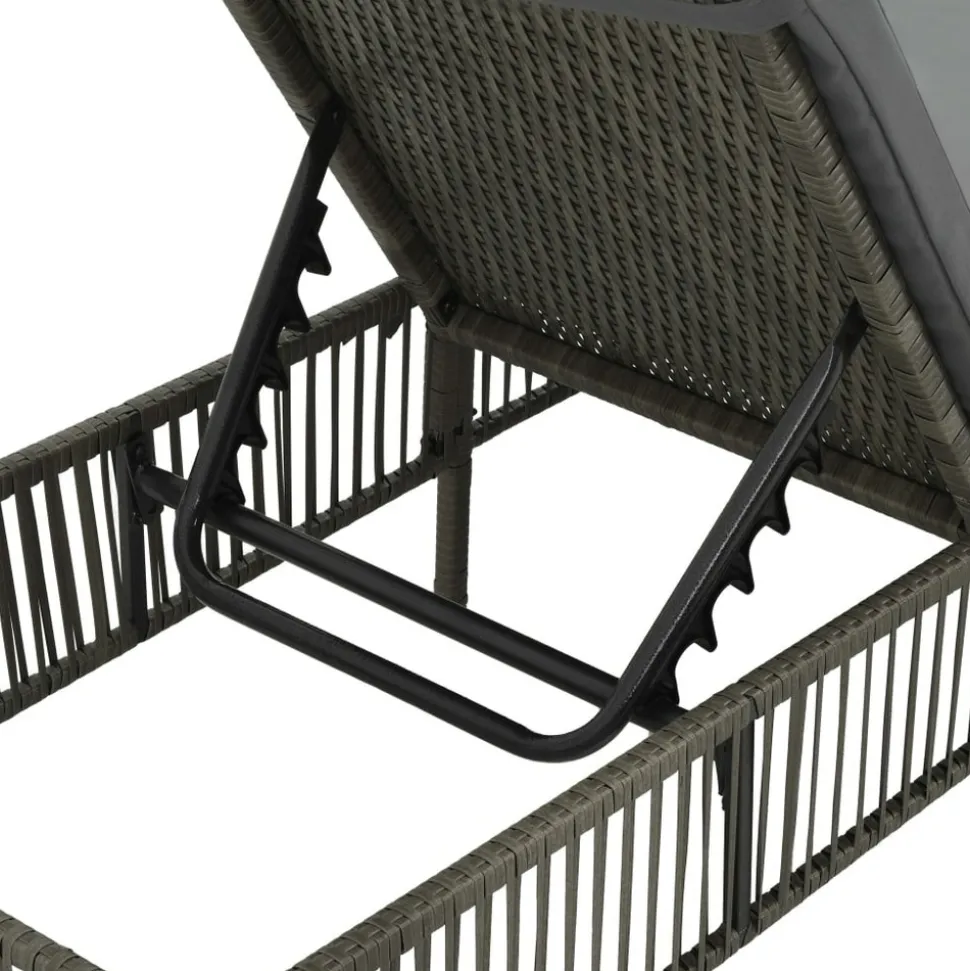 MAISON EXCLUSIVE - Chaise longue avec coussin résine tressée gris