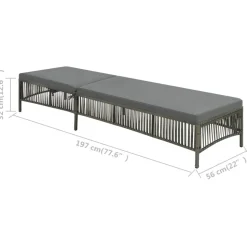 MAISON EXCLUSIVE - Chaise longue avec coussin résine tressée gris