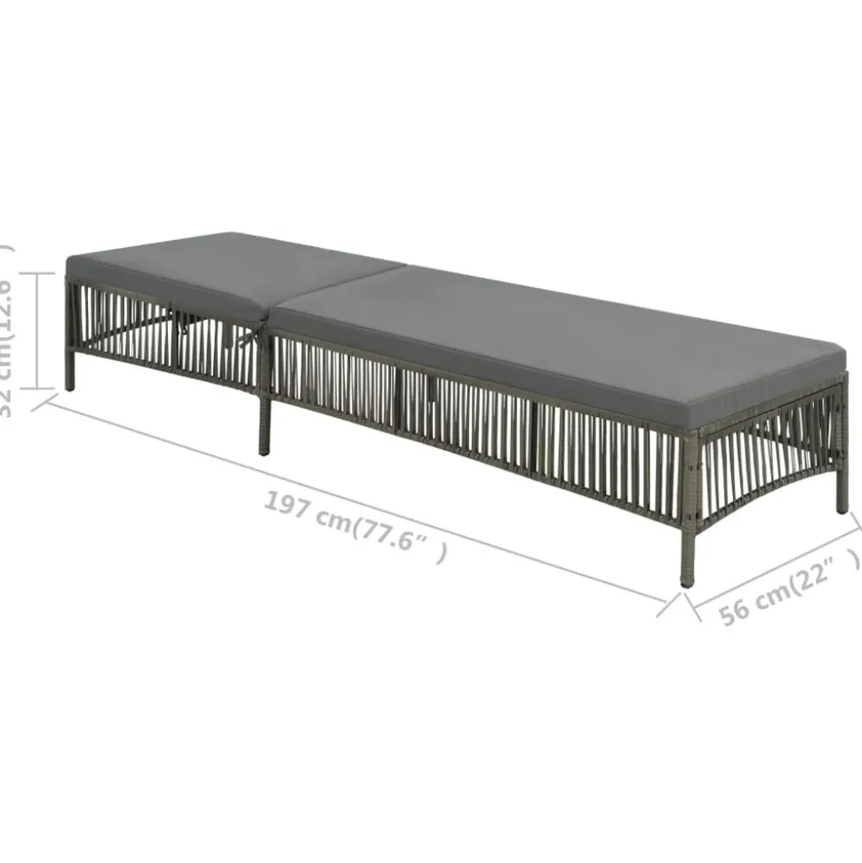 MAISON EXCLUSIVE - Chaise longue avec coussin résine tressée gris