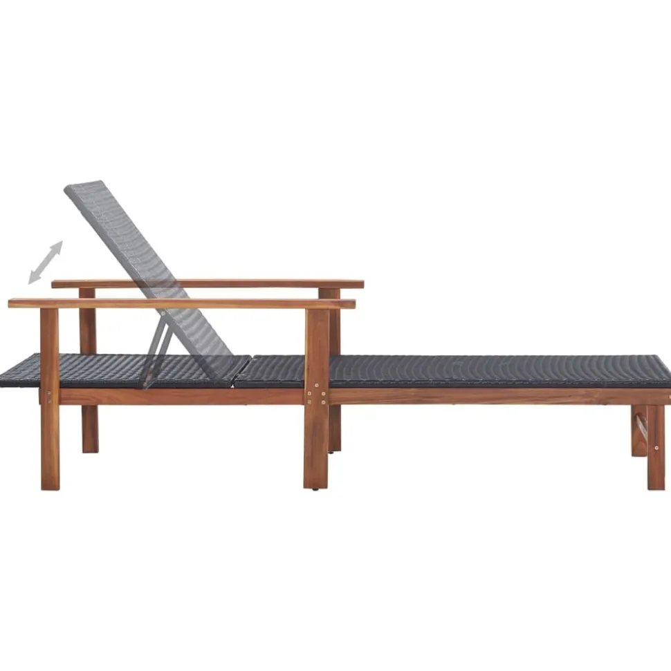 MAISON EXCLUSIVE - Chaise longue résine tressée et bois d'acacia massif noir