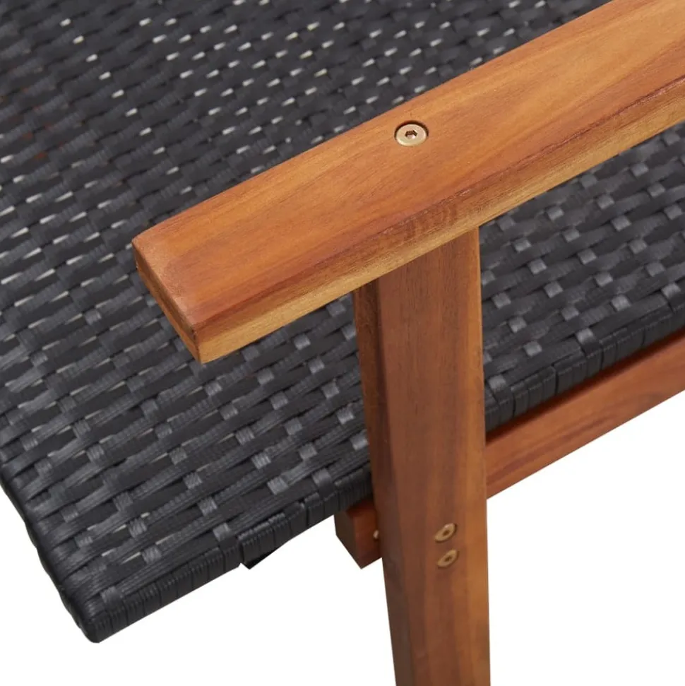 MAISON EXCLUSIVE - Chaise longue résine tressée et bois d'acacia massif noir