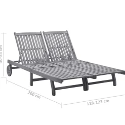 MAISON EXCLUSIVE - Chaise longue de jardin 2 places avec coussin gris acacia