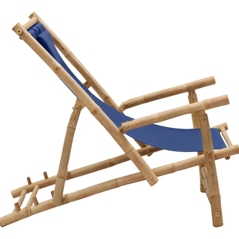 MAISON EXCLUSIVE - Chaise de terrasse bambou et toile bleu marine