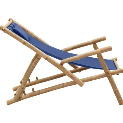 MAISON EXCLUSIVE - Chaise de terrasse bambou et toile bleu marine
