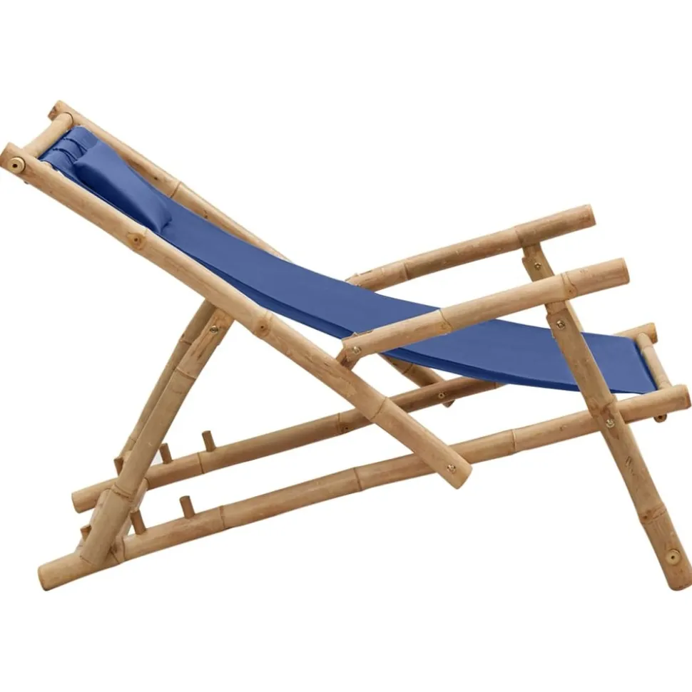 MAISON EXCLUSIVE - Chaise de terrasse bambou et toile bleu marine