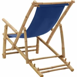 MAISON EXCLUSIVE - Chaise de terrasse bambou et toile bleu marine