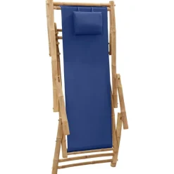 MAISON EXCLUSIVE - Chaise de terrasse bambou et toile bleu marine