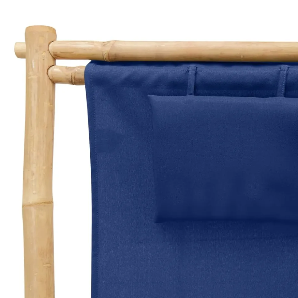 MAISON EXCLUSIVE - Chaise de terrasse bambou et toile bleu marine