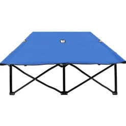 MAISON EXCLUSIVE - Chaise longue pliable 2 places bleu acier