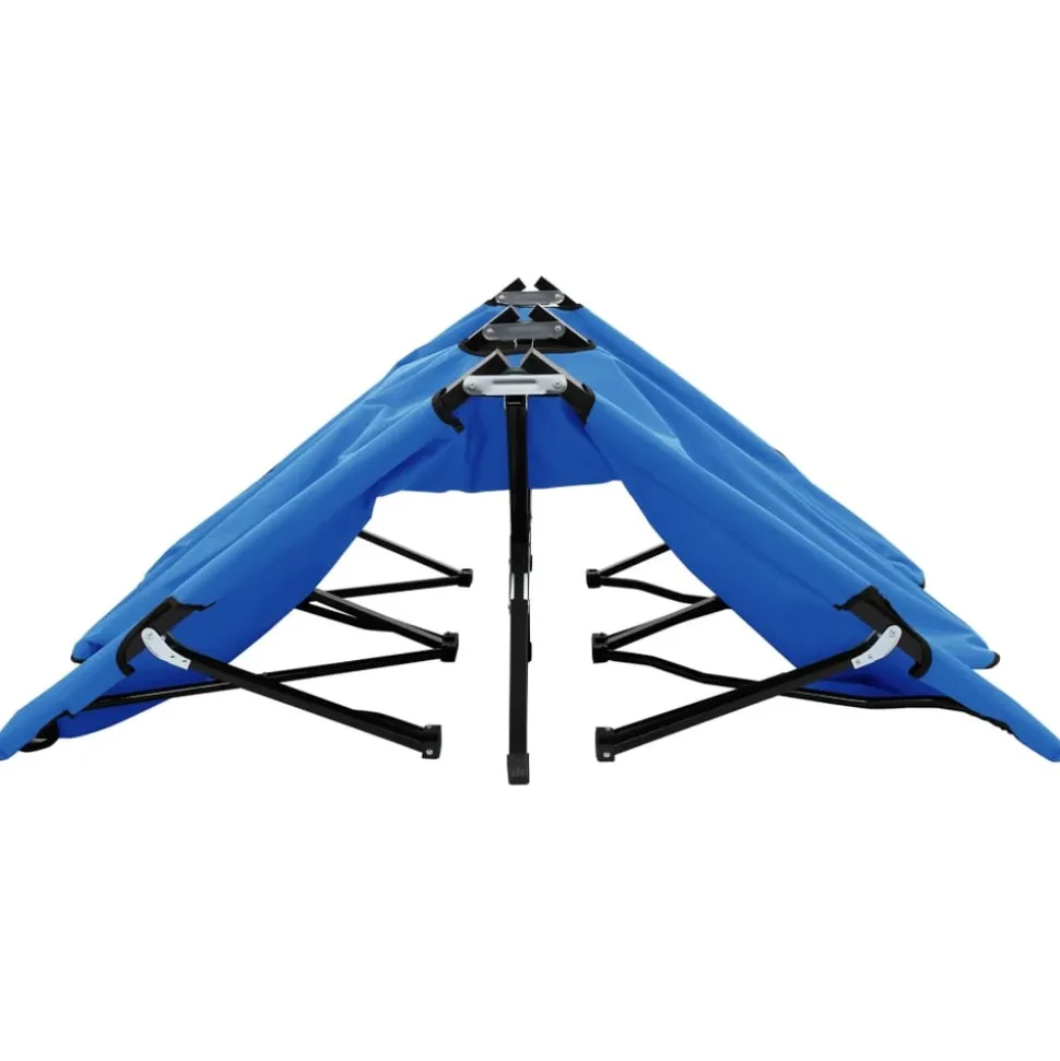 MAISON EXCLUSIVE - Chaise longue pliable 2 places bleu acier
