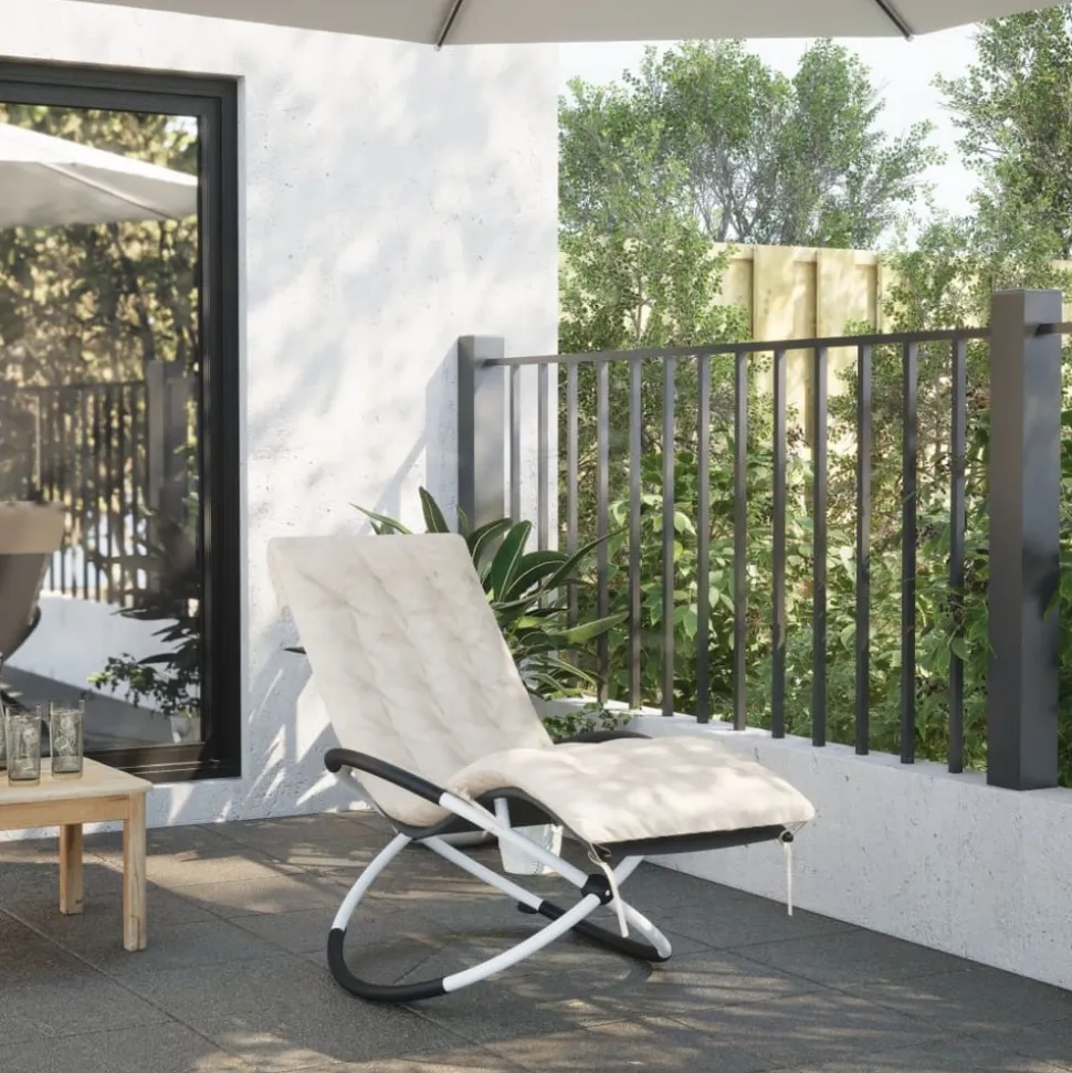 MAISON EXCLUSIVE - Chaise longue géométrique avec coussin noir et gris acier