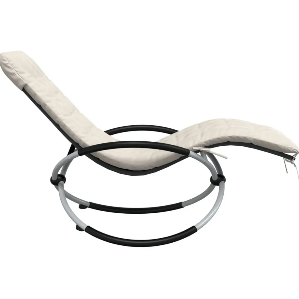 MAISON EXCLUSIVE - Chaise longue géométrique avec coussin noir et gris acier