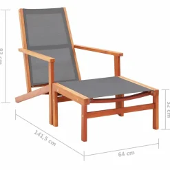 MAISON EXCLUSIVE - Chaise de jardin et repose-pied gris eucalyptus et textilène