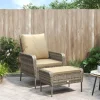 MAISON EXCLUSIVE - Chaise de jardin avec tabouret marron clair résine tressée