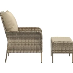 MAISON EXCLUSIVE - Chaise de jardin avec tabouret marron clair résine tressée