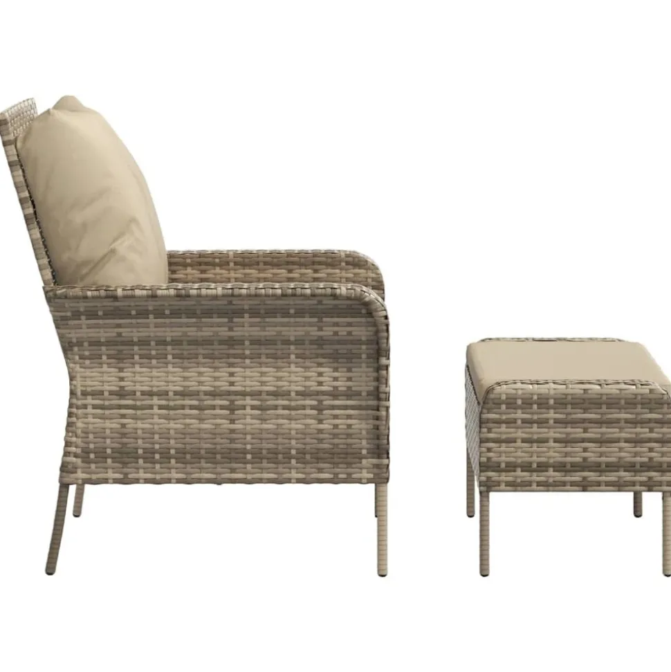 MAISON EXCLUSIVE - Chaise de jardin avec tabouret marron clair résine tressée