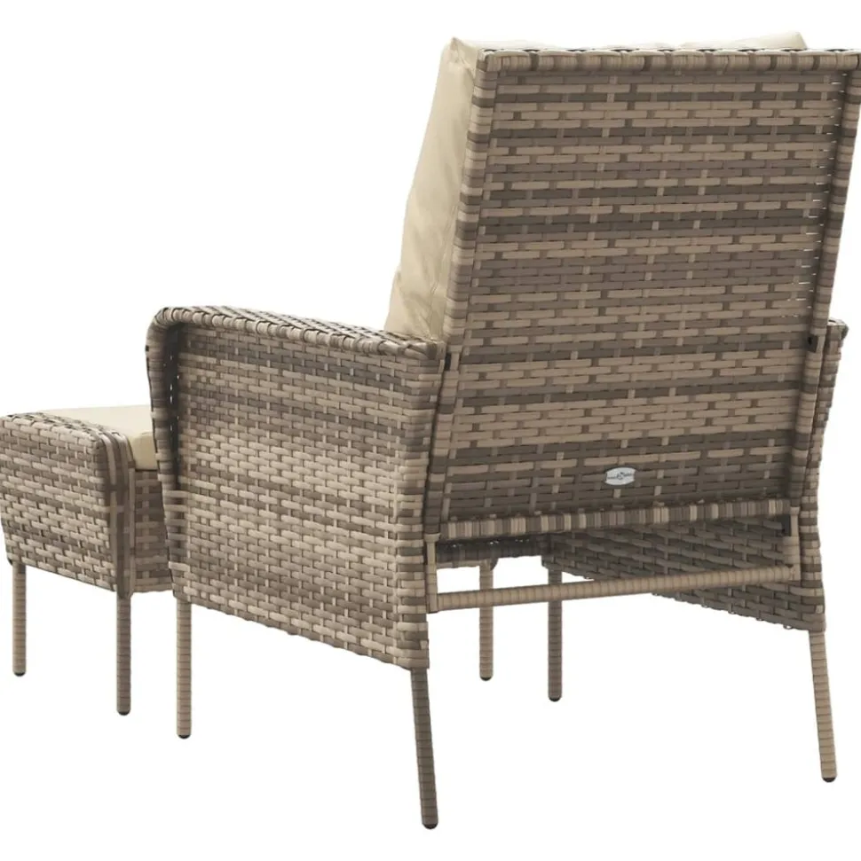 MAISON EXCLUSIVE - Chaise de jardin avec tabouret marron clair résine tressée