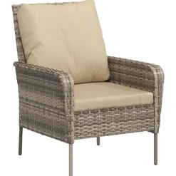 MAISON EXCLUSIVE - Chaise de jardin avec tabouret marron clair résine tressée