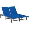 MAISON EXCLUSIVE - Chaise longue de jardin 2 places avec coussin gris acacia