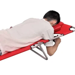 MAISON EXCLUSIVE - Chaise longue avec coussin de tête acier enduit de poudre rouge