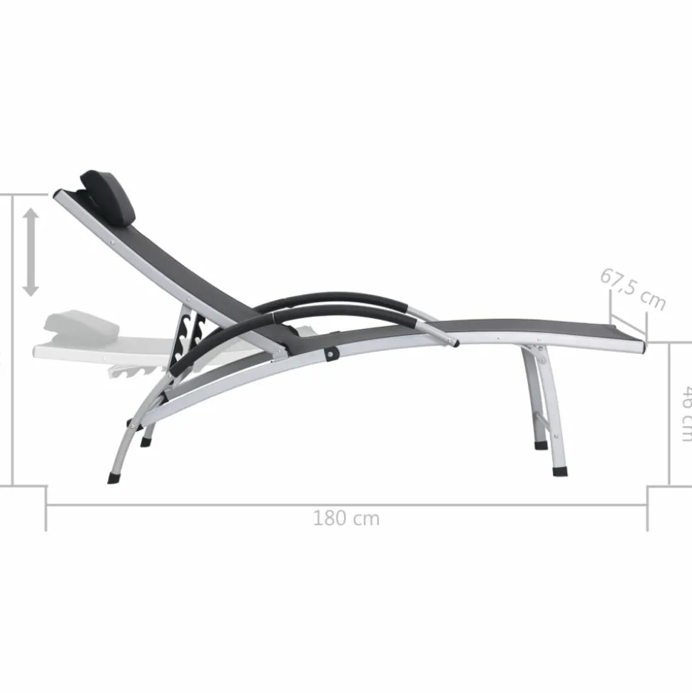 MAISON EXCLUSIVE - Chaise longue aluminium et textilène noir