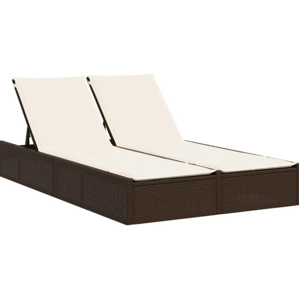 MAISON EXCLUSIVE - Chaise longue double avec coussins marron résine tressée