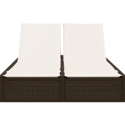 MAISON EXCLUSIVE - Chaise longue double avec coussins marron résine tressée
