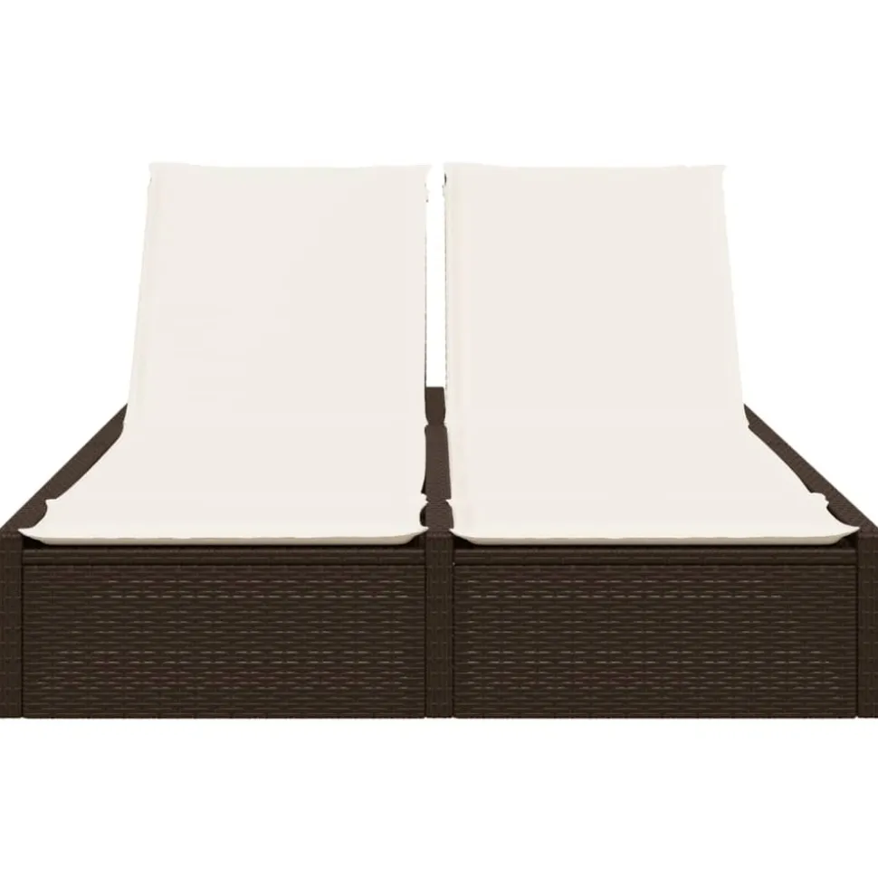MAISON EXCLUSIVE - Chaise longue double avec coussins marron résine tressée