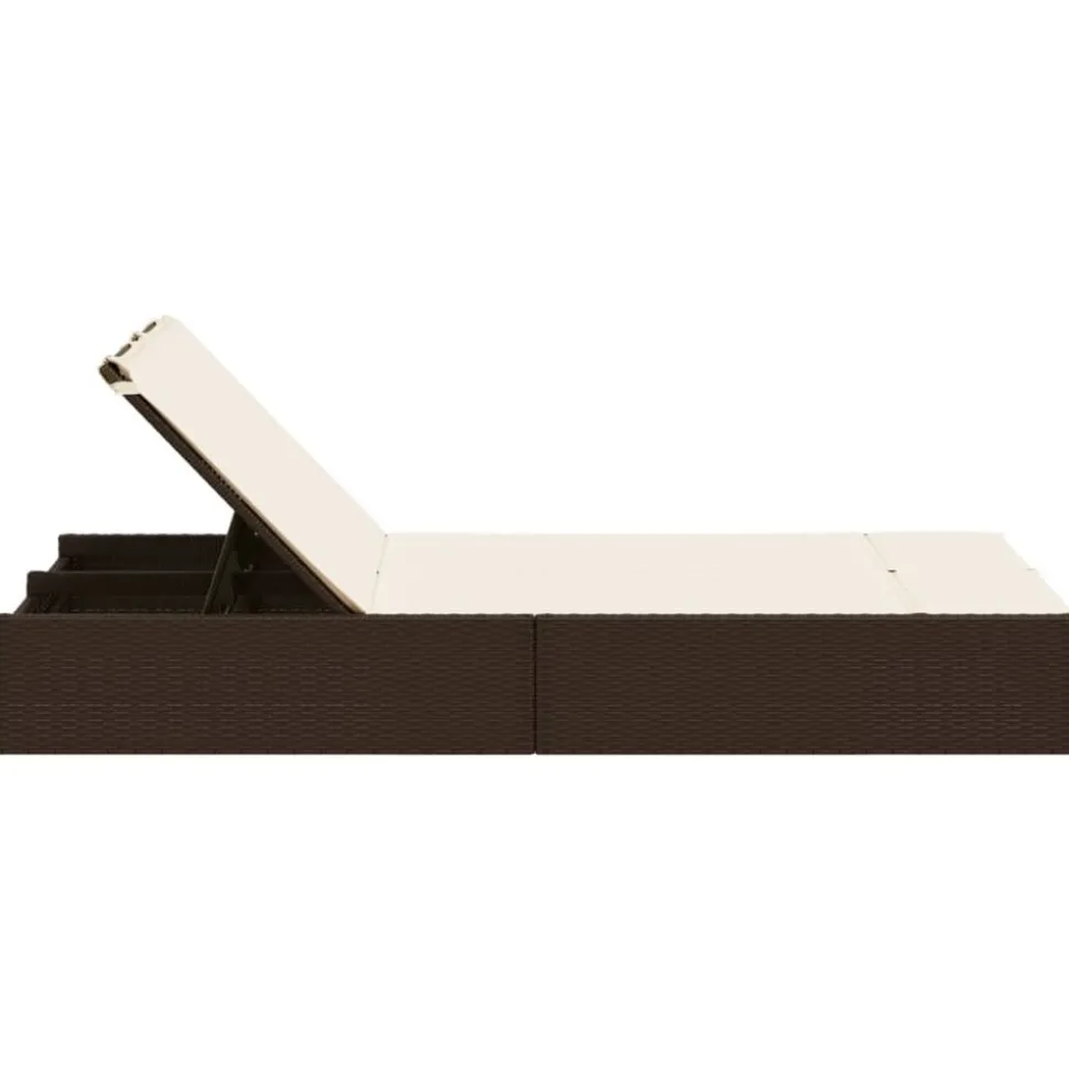 MAISON EXCLUSIVE - Chaise longue double avec coussins marron résine tressée