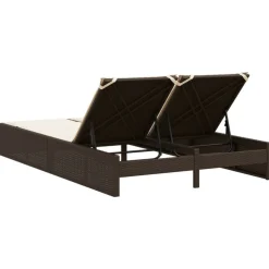 MAISON EXCLUSIVE - Chaise longue double avec coussins marron résine tressée