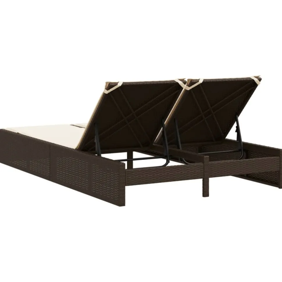 MAISON EXCLUSIVE - Chaise longue double avec coussins marron résine tressée