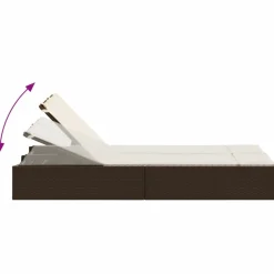 MAISON EXCLUSIVE - Chaise longue double avec coussins marron résine tressée