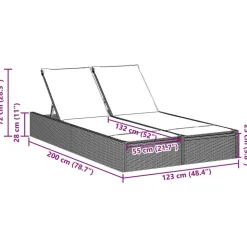 MAISON EXCLUSIVE - Chaise longue double avec coussins marron résine tressée