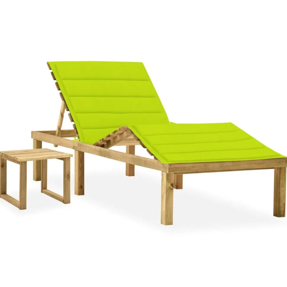 MAISON EXCLUSIVE - Chaise longue de jardin avec table et coussin pin imprégné