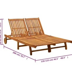 MAISON EXCLUSIVE - Chaise longue de jardin 2 places avec coussins acacia solide
