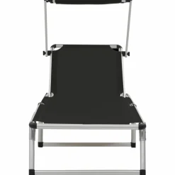 MAISON EXCLUSIVE - Chaise longue pliable avec toit aluminium et textilène noir